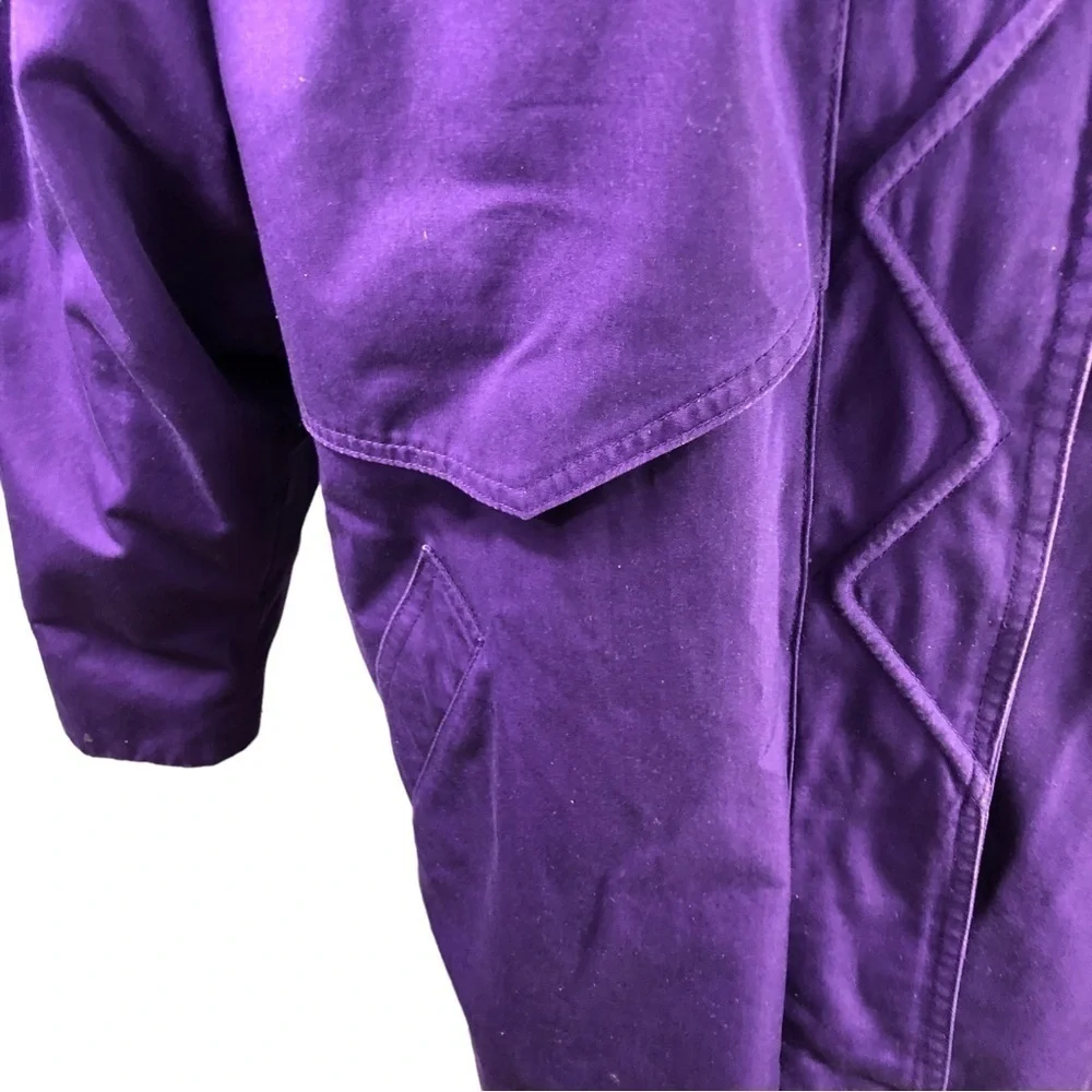 London Fog Trench Coat Women 8 Purple Zipout Plaid Lining Classic Career Vintage - Picture 3 of 15